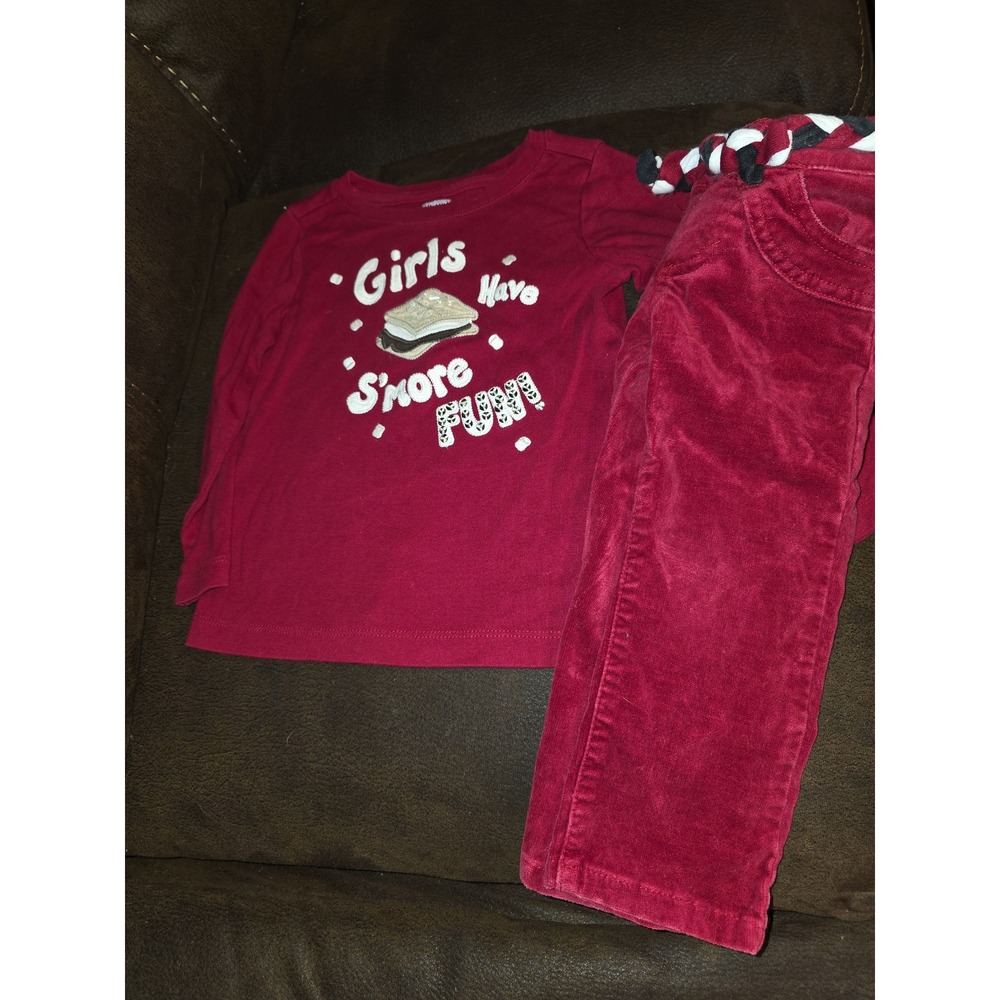 Gymboree alpine sweetie girls have smore fun top size 3 red pants size 2t